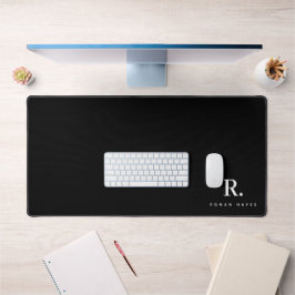 Schwarz Weiß Fette Punkt-Monogramm Moderne Minimal Schreibtischunterlage