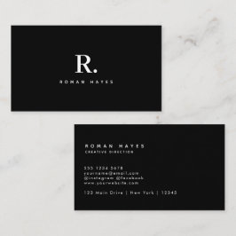 Schwarz Weiß Fette Punkt-Monogramm Moderne Minimal Visitenkarte