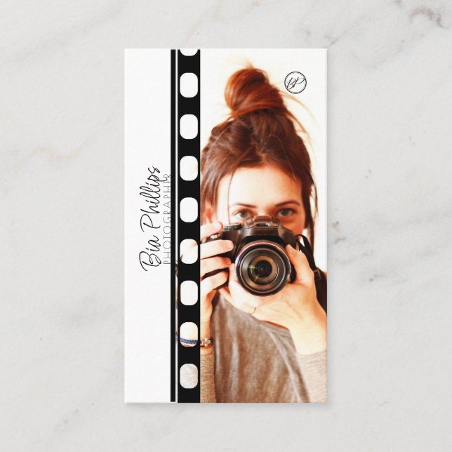 Schwarz/Weiß-Film - Ihr Foto und Ihre Logo-Fotogra Visitenkarte (Vorderseite)