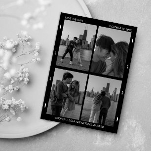 Schwarz-Weiß-Filmfoto-Collage Minimalistisch Save The Date