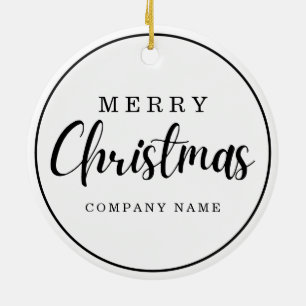 Schwarz-Weiß-Firmenlogo Frohe Weihnachten Keramik Ornament