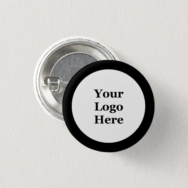 Schwarz-Weiß-Firmenlogo für Unternehmen - Grenzen Button (Vorne & Hinten)