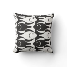 Schwarz-Weiß-Fisch-Amerikanischer MoJo-Pillow