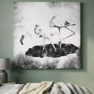 Schwarz-Weiß-Flamingo-Aquarell-Wandkunst-Dekoratio Leinwanddruck