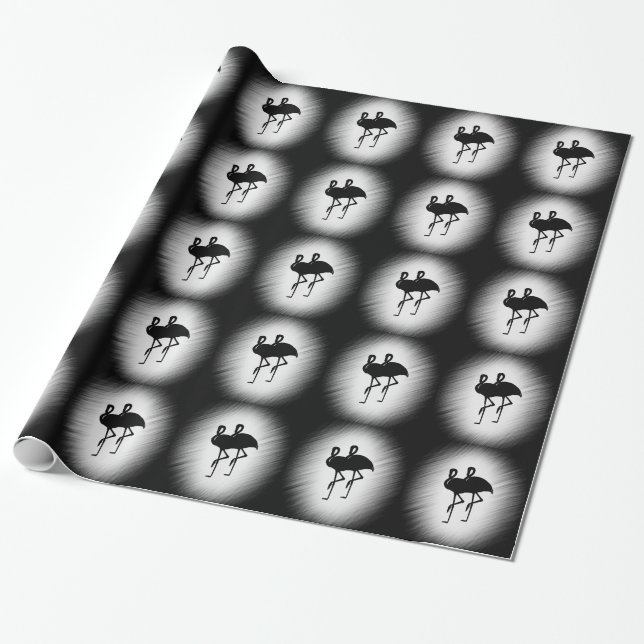 Schwarz-Weiß-Flamingo Geschenkpapier (Ungerollt)
