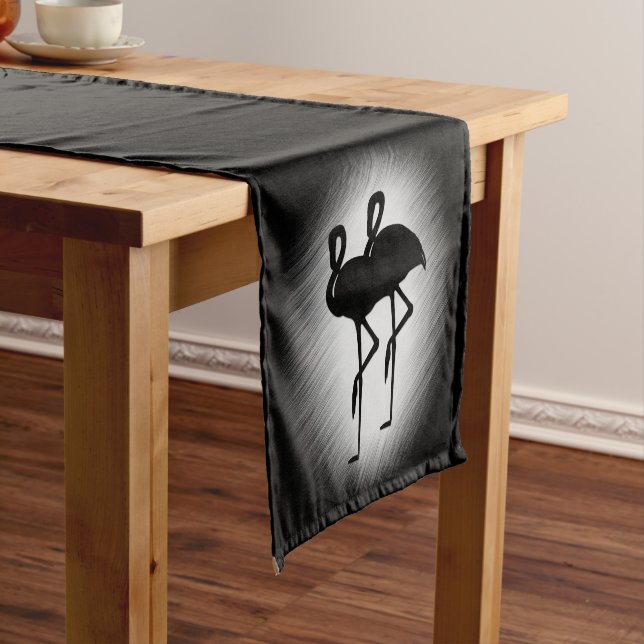 Schwarz-Weiß-Flamingo Kurzer Tischläufer (Beispiel)