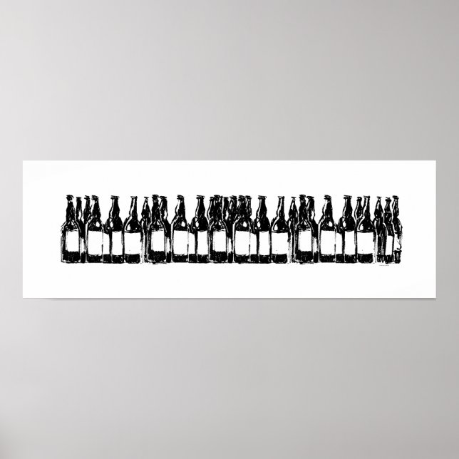 Schwarz-Weiß-Flaschen Bier , trinken Poster (Vorne)