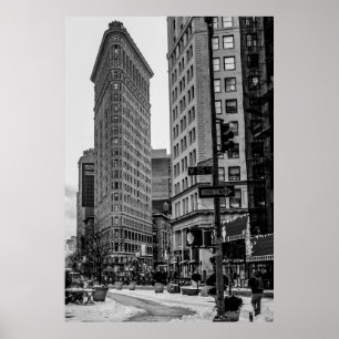 Schwarz-Weiß-Flatiron-Gebäude-Foto im NYC Poster