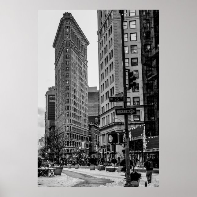 Schwarz-Weiß-Flatiron-Gebäude-Foto im NYC Poster (Vorne)