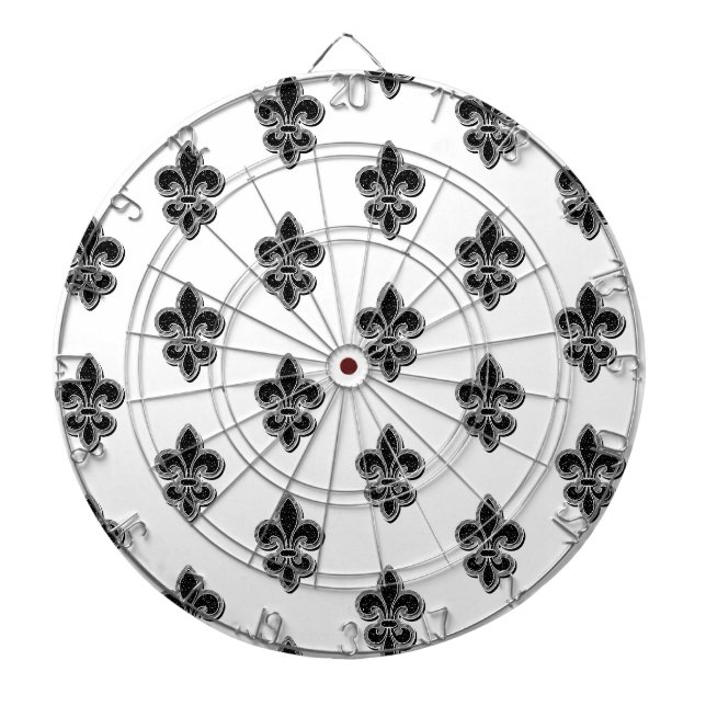 Schwarz-Weiß-Fleur de Lis Dartscheibe (vorne)