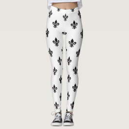 Schwarz-Weiß-Fleur-de-lis Leggings