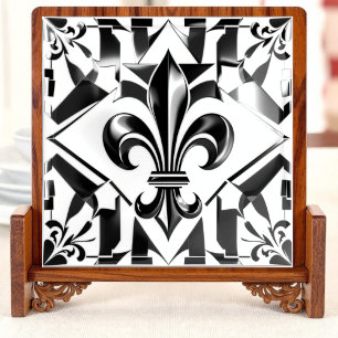 Schwarz & Weiß Fleur Essence Fliese