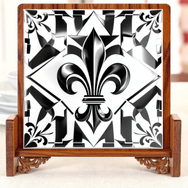 Schwarz & Weiß Fleur Essence Fliese (Von Creator hochgeladen)