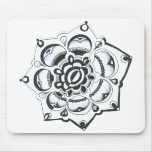 Schwarz-Weiß-Flora-Symmetrie Mousepad