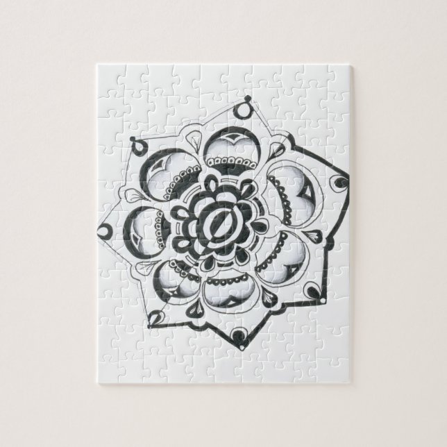 Schwarz-Weiß-Flora-Symmetrie Puzzle (Vertikal)