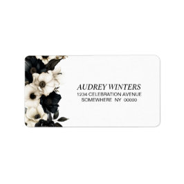 Schwarz-Weiß-Floral-Adresse Adressaufkleber