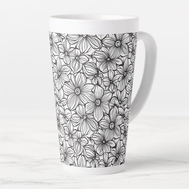 Schwarz Weiß Floral Milchtasse (Rechte Ecke)