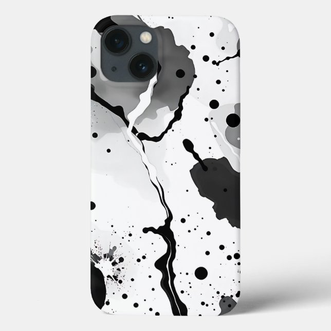 Schwarz-Weiß-Flüssigkeits-Farbmuster mit Spritzern Case-Mate iPhone Hülle (Rückseite)