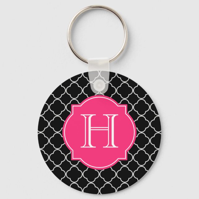 Schwarz-Weiß-Folie mit Monogramm Schlüsselanhänger (Vorderseite)