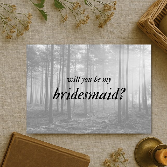 Schwarz-Weiß-Folklorewald Cottattcore Bridesmaid Karte (Von Creator hochgeladen)