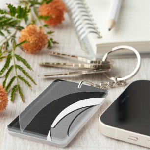 Schwarz-Weiß-Form Schlüsselanhänger
