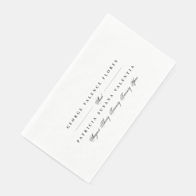 Schwarz-Weiß-Formkalligraphie Elegante Hochzeit Serviette (Ecke)