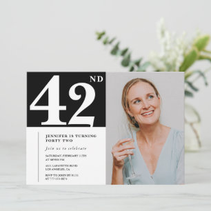 Schwarz-Weiß-Foto 42. Geburtstagseinladungen Einladung