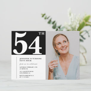 Schwarz-Weiß-Foto 54. Geburtstag Einladungen