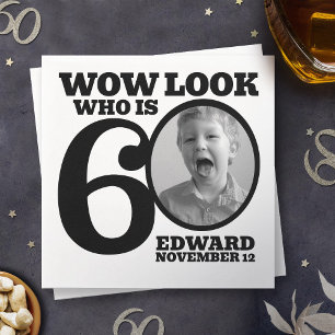 Schwarz-Weiß-Foto 60. Geburtstag aussehen, wer ist Serviette