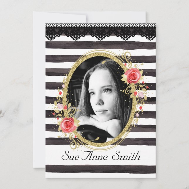 Schwarz-Weiß-Foto Abschluss Open House Einladung (Vorderseite)