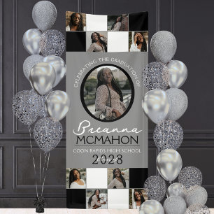 Schwarz-Weiß-Foto-Collage-Abschluss Vinyl Banner