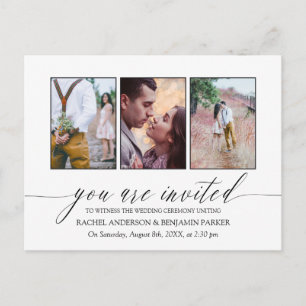Schwarz-Weiß-Foto-Collage-Hochzeitseinladung Einladungspostkarte