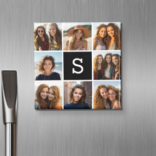 Schwarz-Weiß-Foto-Collage mit individuellem Monogr Magnet