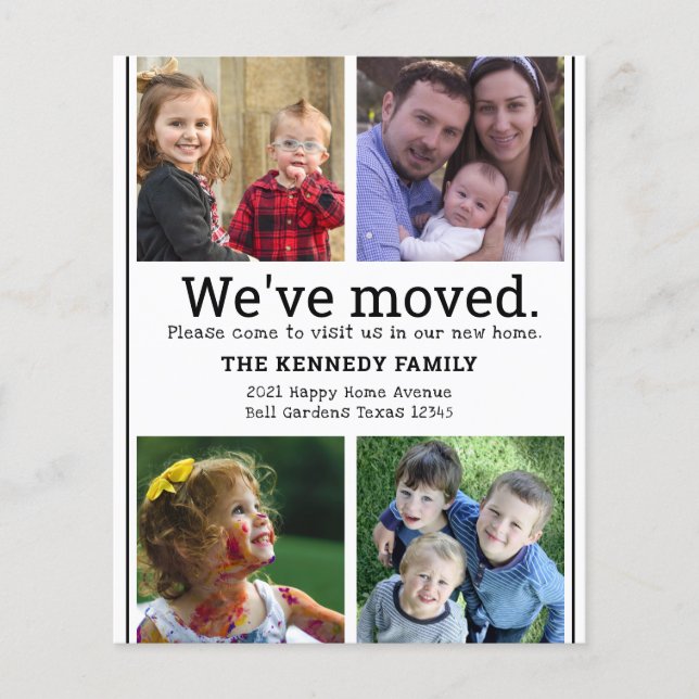 Schwarz-Weiß-Foto Collage Moving Card (Vorderseite)