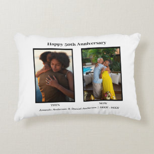 Schwarz-Weiß-Foto-Collage zum Hochzeitstag Dekokissen