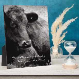 Schwarz-Weiß-Foto der Black Angus Steer Fotoplatte