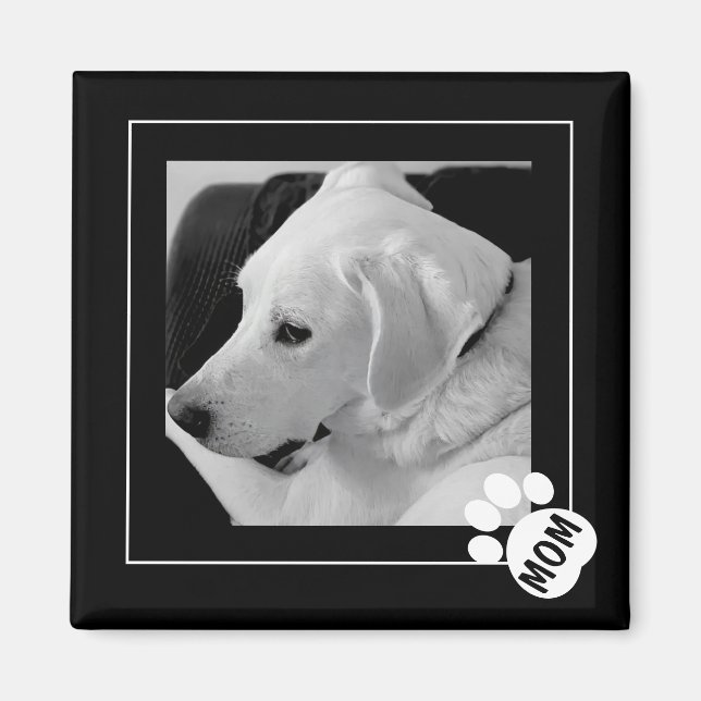 Schwarz-Weiß-Foto der Mama Niedlicher Hunde Magnet (Vorne)