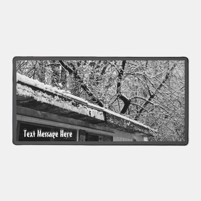 Schwarz-Weiß-Foto der rustikalen Winterlandschaft Schreibtischunterlage (Vorderseite)