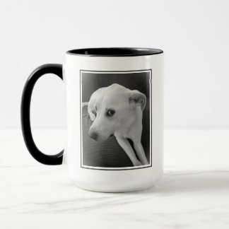 Schwarz-Weiß-Foto des Niedlichen Hundegesichts Tasse