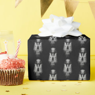 Schwarz-Weiß-Foto des Pharaoh-Königs Geschenkpapier