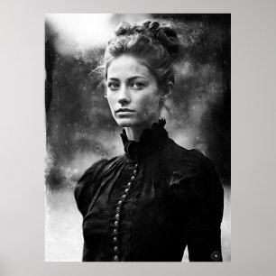 Schwarz-Weiß-Foto einer Schulmeisterin aus dem 19. Poster