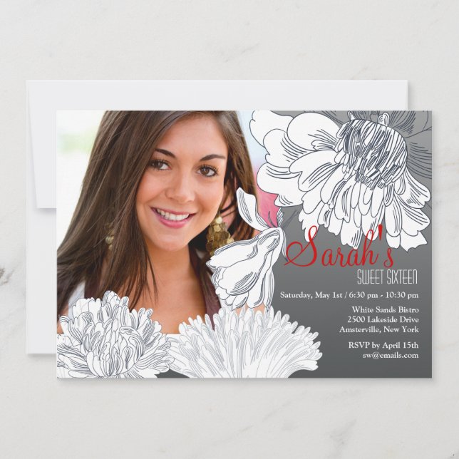 Schwarz-Weiß-Foto Einladung (Vorderseite)