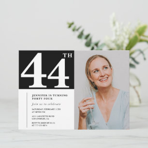 Schwarz-Weiß-Foto-Einladungen zum 44. Geburtstag Einladung