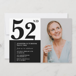 Schwarz-Weiß-Foto-Einladungen zum 52. Geburtstag Einladung