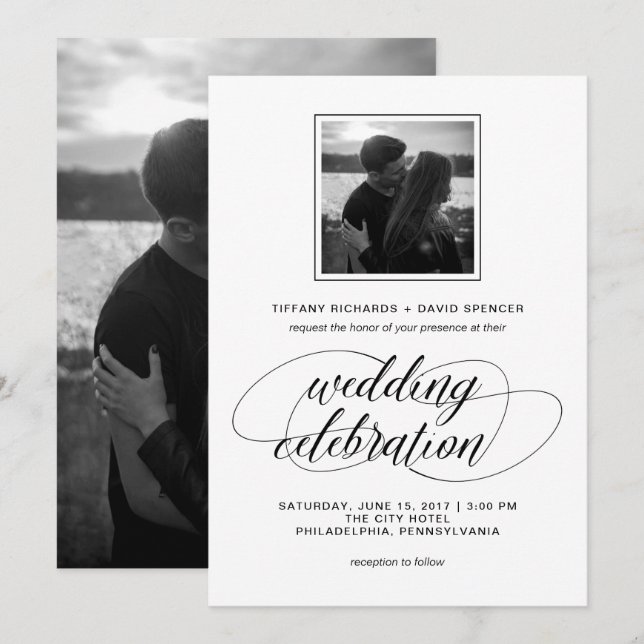 Schwarz-Weiß-Foto für Extravagante Skripte Einladung (Vorne/Hinten)