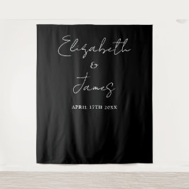 Schwarz-Weiß-Foto für Minimalistische Hochzeiten Wandteppich