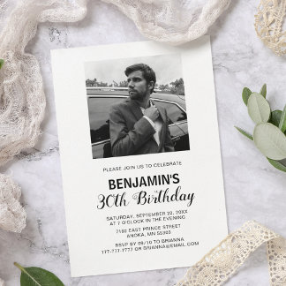 Schwarz-Weiß-Foto Geburtstagseinladung Einladung