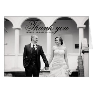 Schwarz-Weiß-Foto Hochzeit Danke-Karte