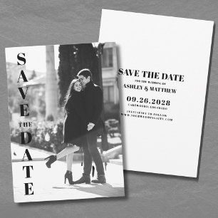 Schwarz Weiß Foto Hochzeit Save The Date Einladung
