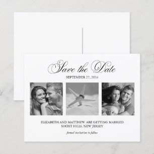Schwarz-Weiß-Foto Hochzeit speichern Sie das Datum Ankündigungspostkarte